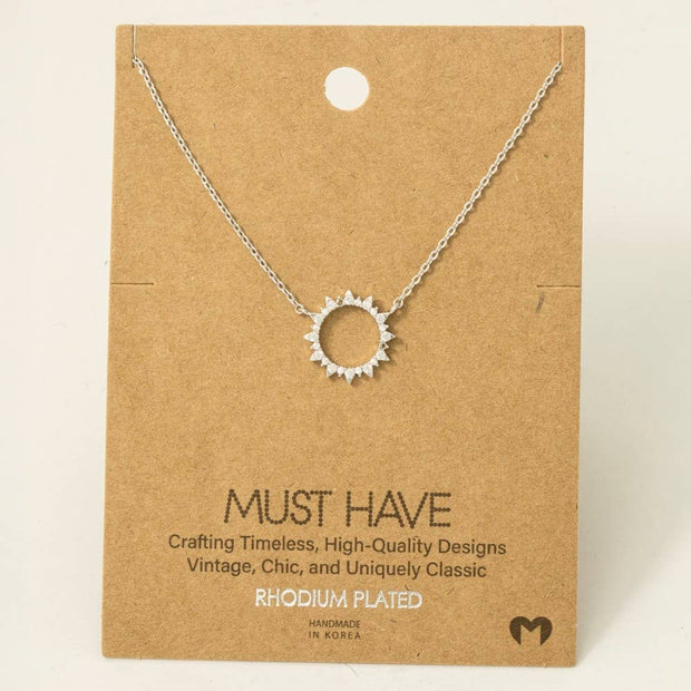 Pave Circle Sun Necklace