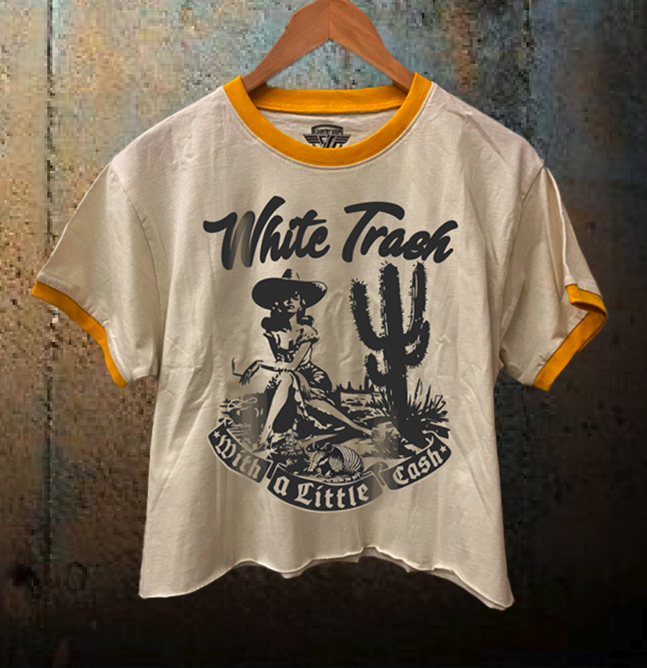 White Trash Ringer Crop T-shirt