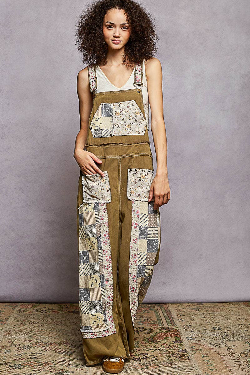 Patchwork & Studs Overalls