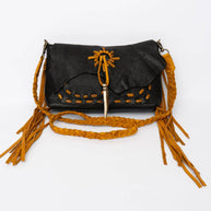 Rustic Leather Fringe Crossbody