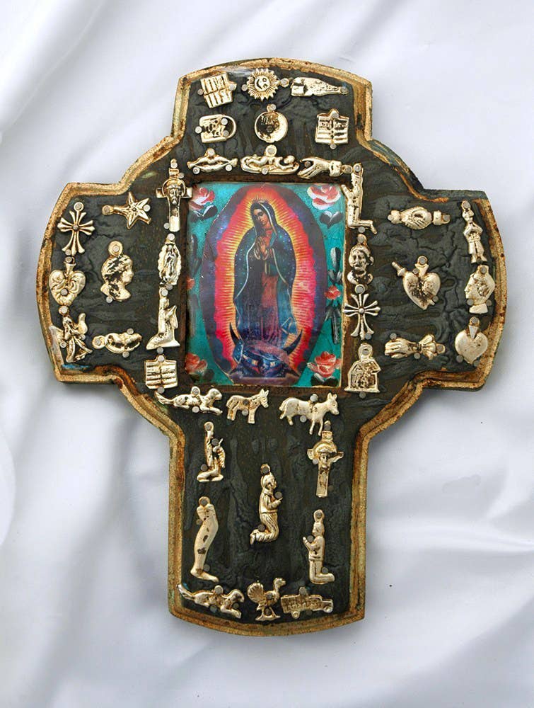 MXC10 - Mexican Hand-Painted Wall Cross Accent