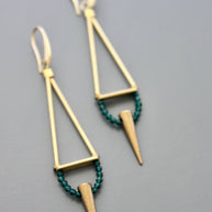 Geometric green onyx spike earrings