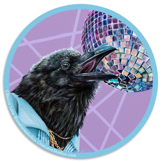 Barry Vinyl Sticker (screaming 70's disco crow)