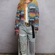 Colorful Fringed Cardigan