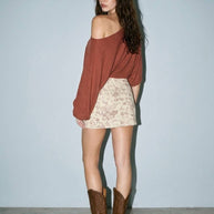 One Shoulder Asymmetrical Top, Brick