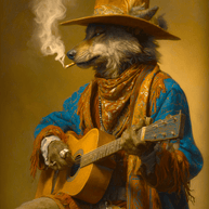 Wolf Troubadour Smoking a Spliff Art Print