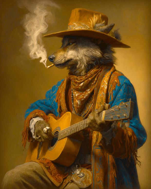 Wolf Troubadour Smoking a Spliff Art Print