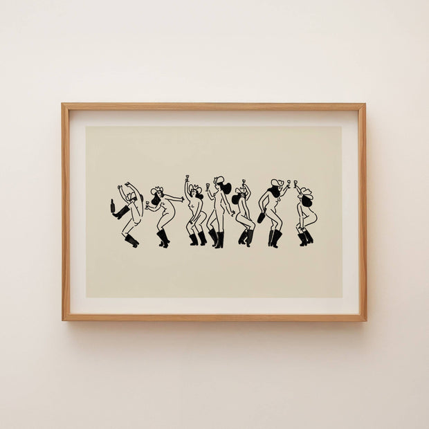 "Cowgirl Social" Minimal Western Art Print