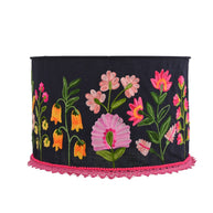Black & Pink Embroidered Lamp Shade