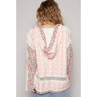V-Neck Floral Patch Hooded Top