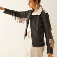 Phoenix Fringe & Cowhide Leather Jacket