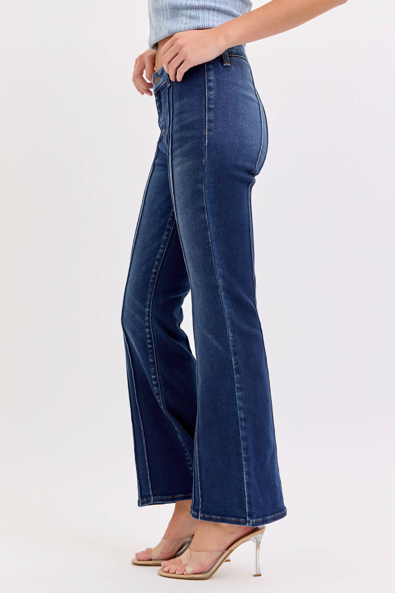 Mid-Rise Flare with Pintuck Jeans, 30
