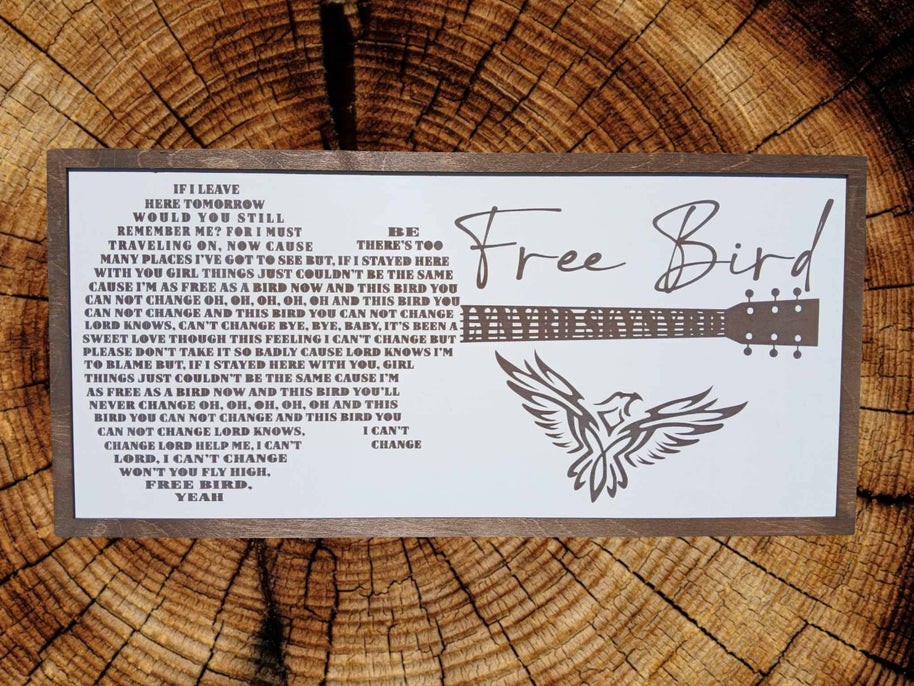 Handmade Lynyrd Skynyrd Free Bird Lyrics  sign