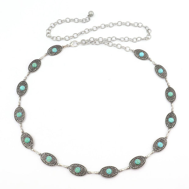 Antique Silver with Evil Eye Turquoise Belt