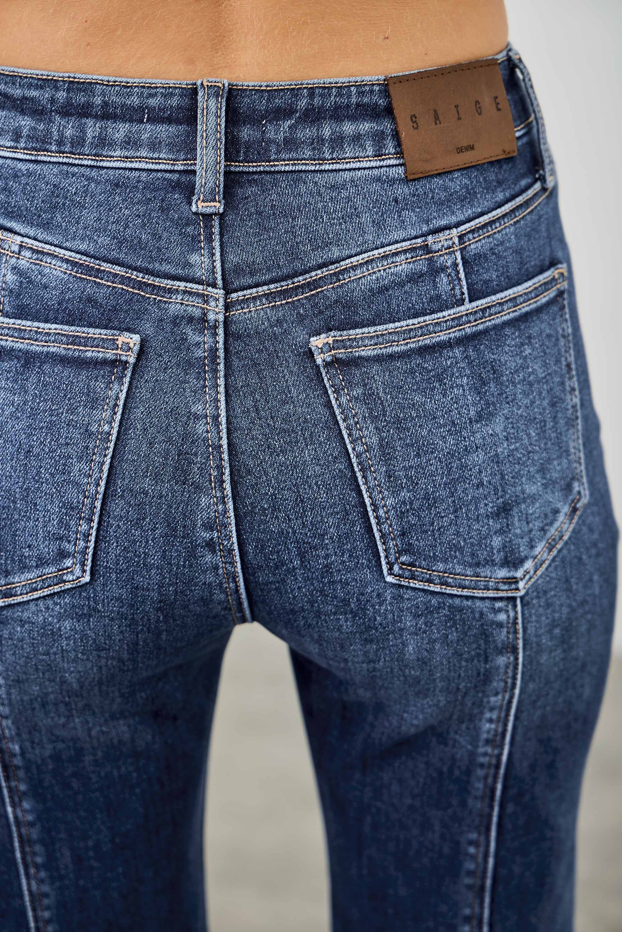 High-Rise Boot Cut Jeans Seam Detail