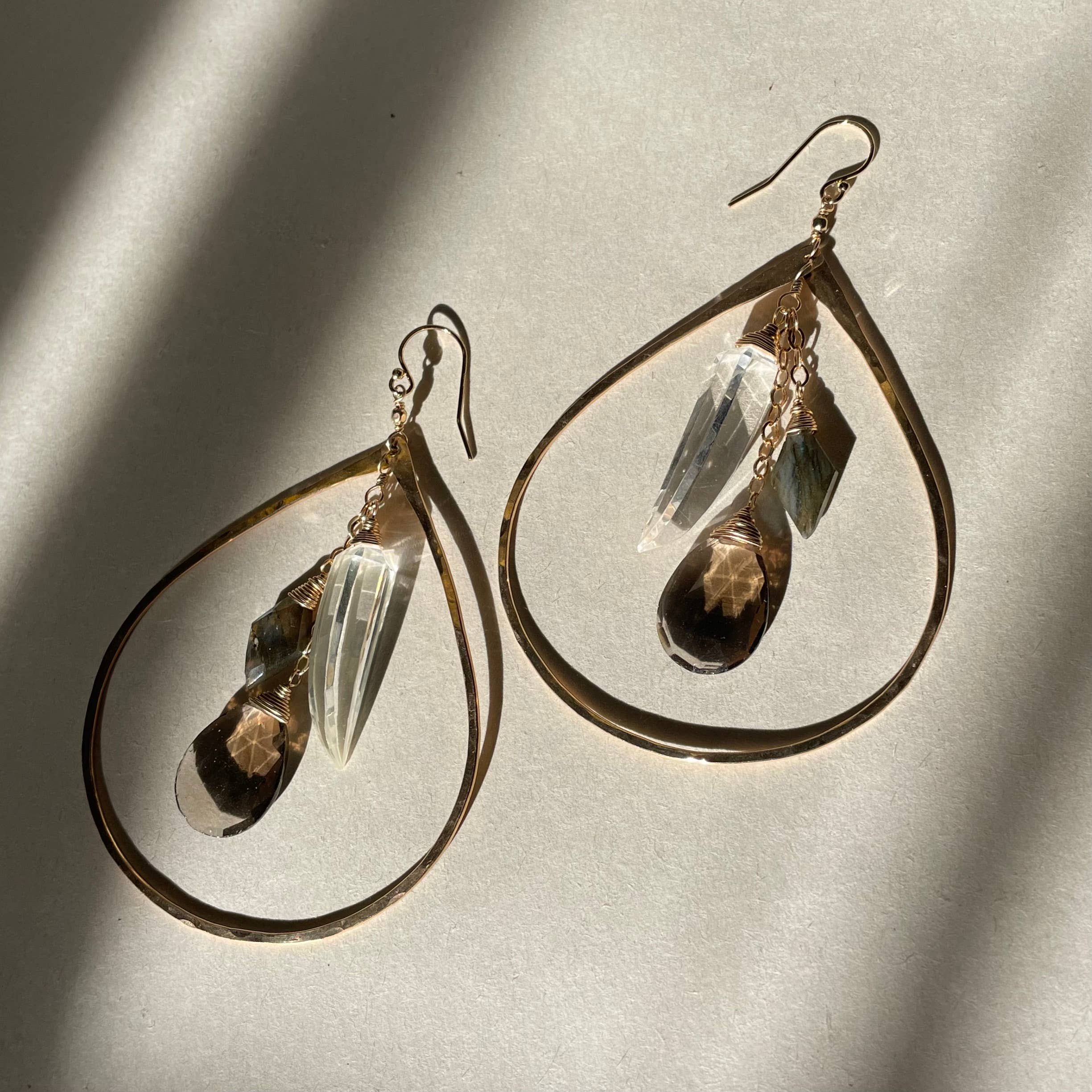 Multi-stone Hoop Earrings