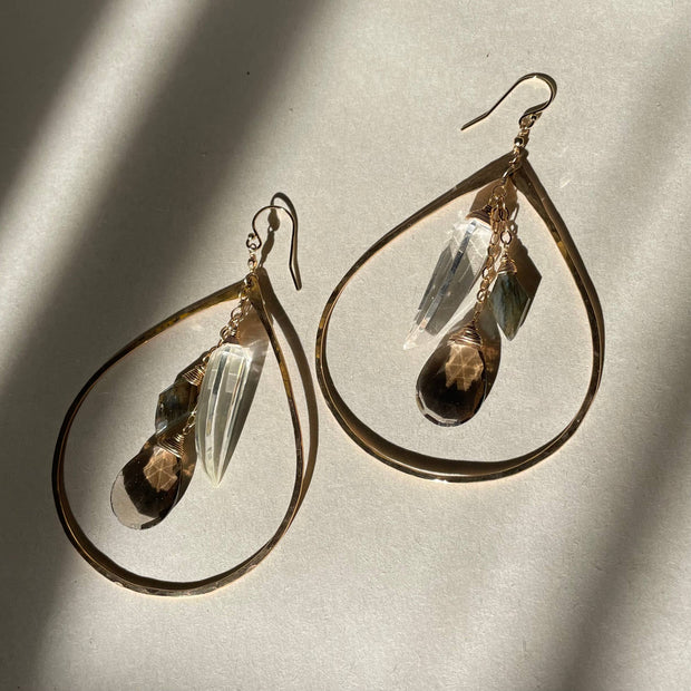 Multi-stone Hoop Earrings
