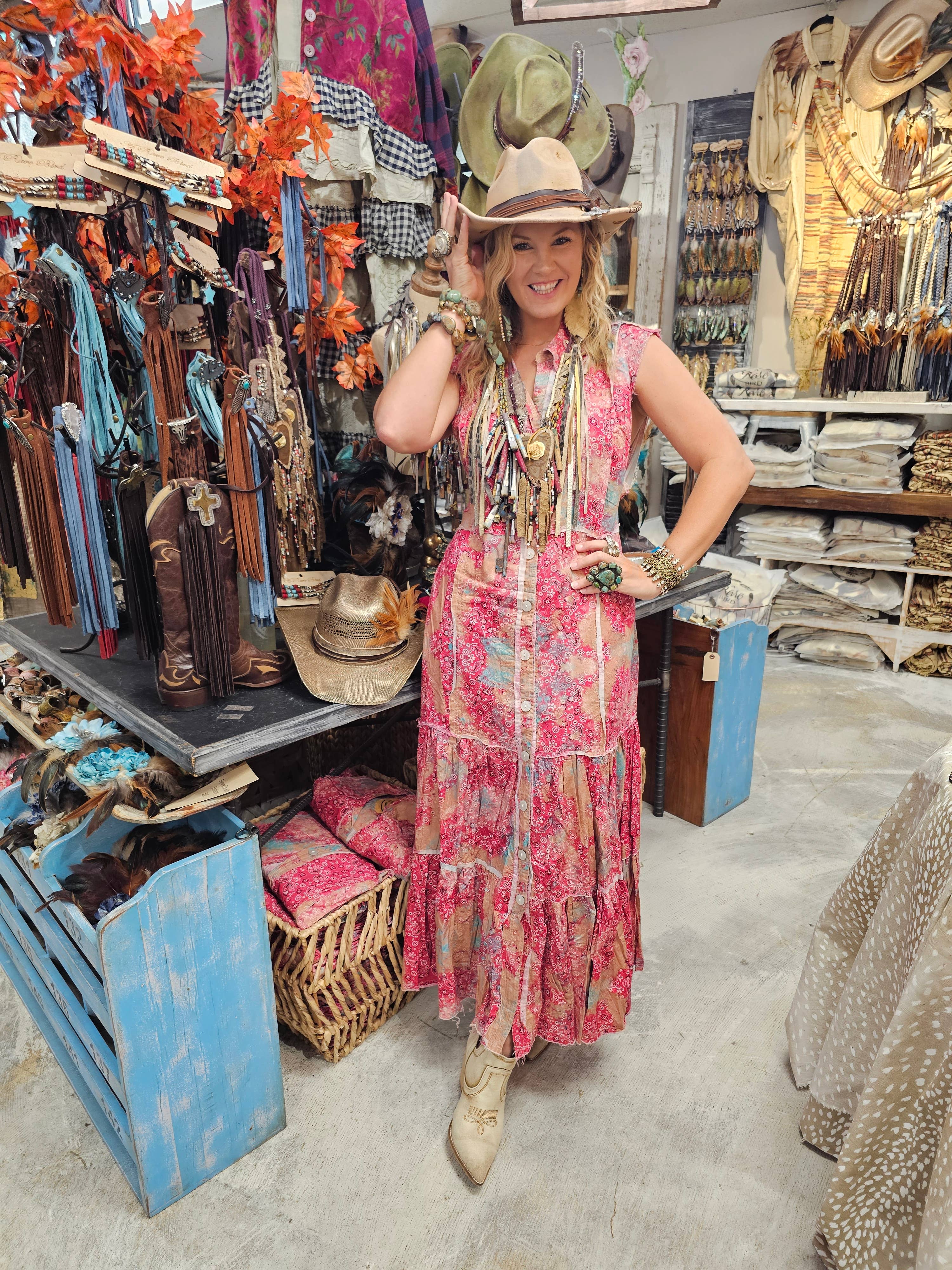 Vintage Distressed Bandana Dress/Duster