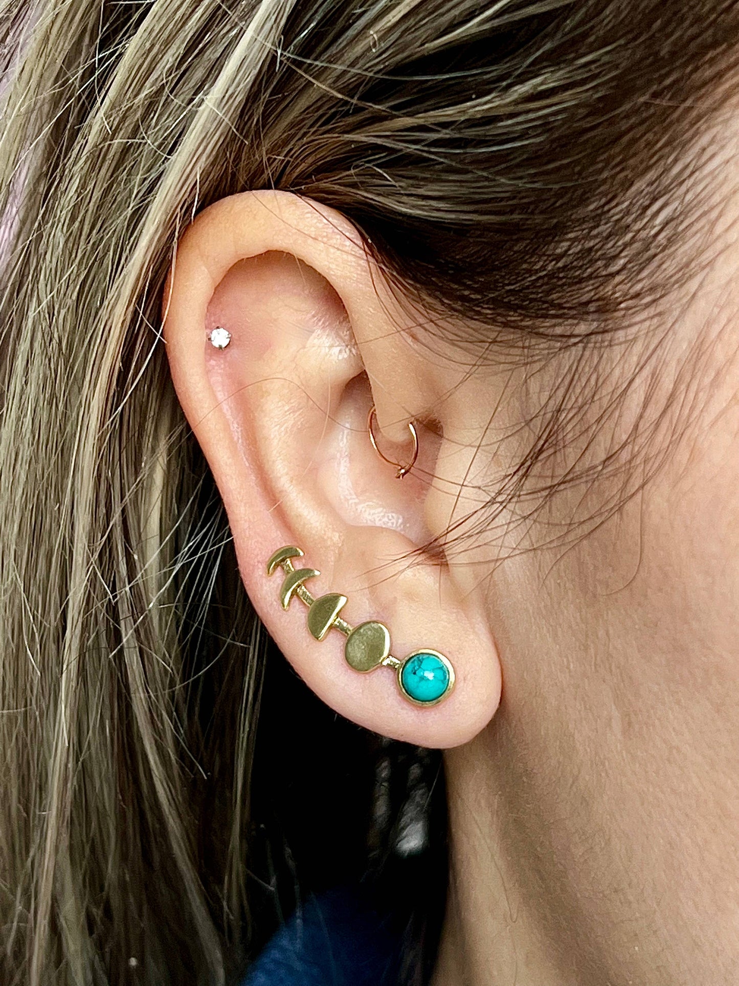 Moon Phases Brass Ear Climber