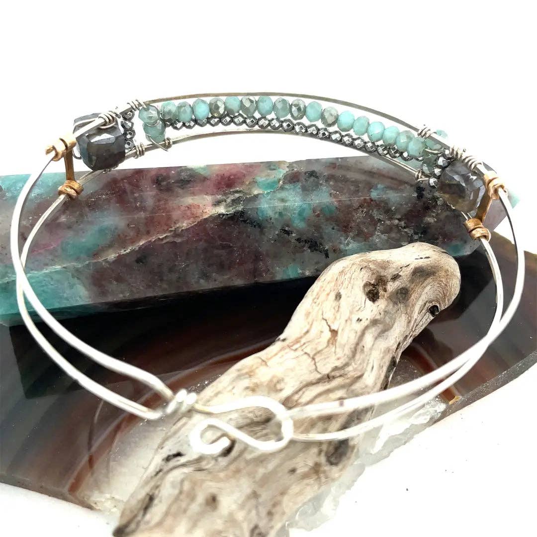 Handmade Get in Line Crystal Cuff Bracelet
