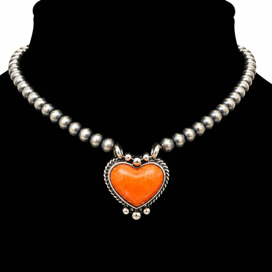 Navajo Beads Heart Stone Choker