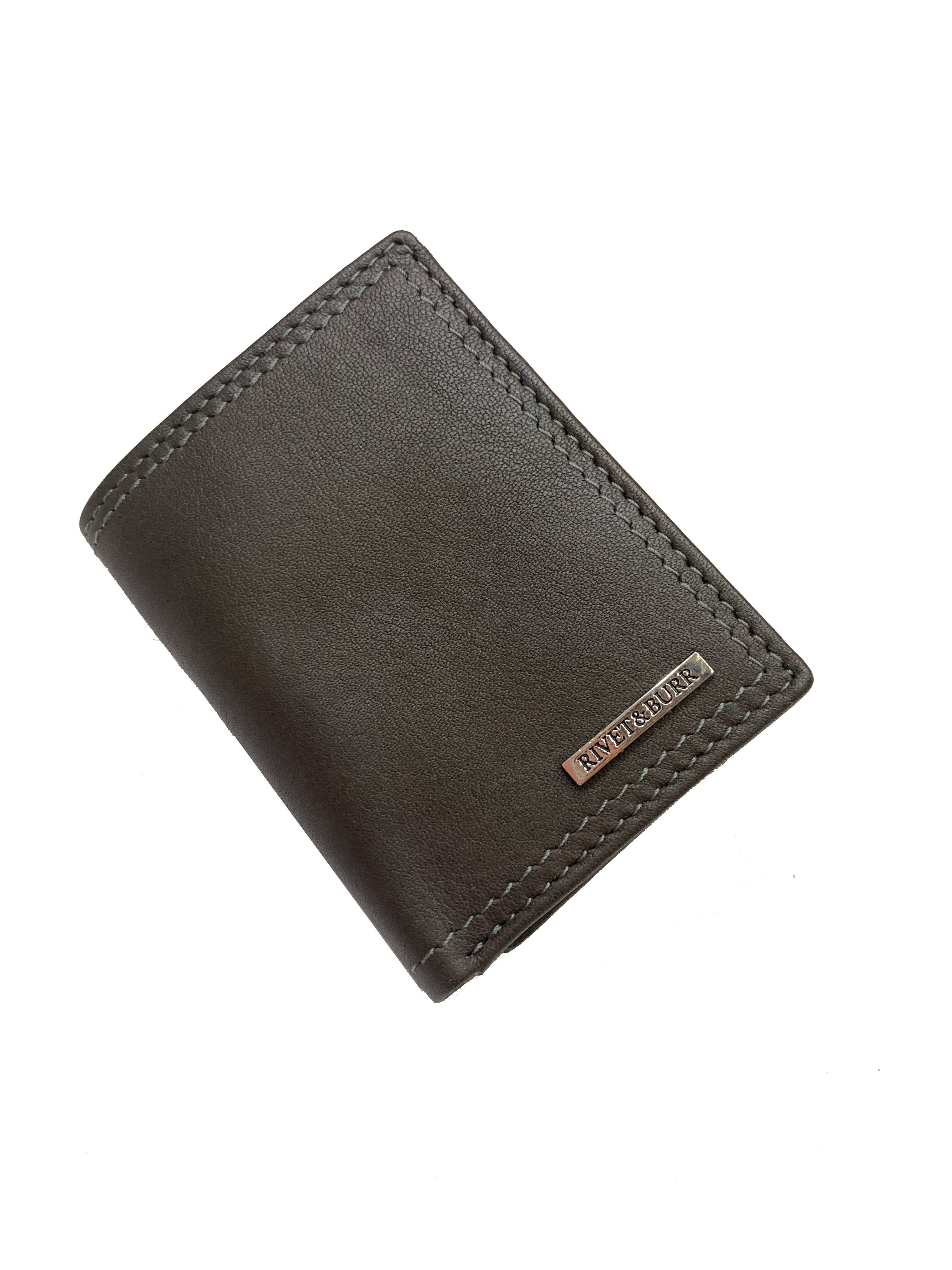 Double Stitch Leather Trifold Wallet