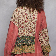 Double Gauze Patchwork Ruffle Shirt