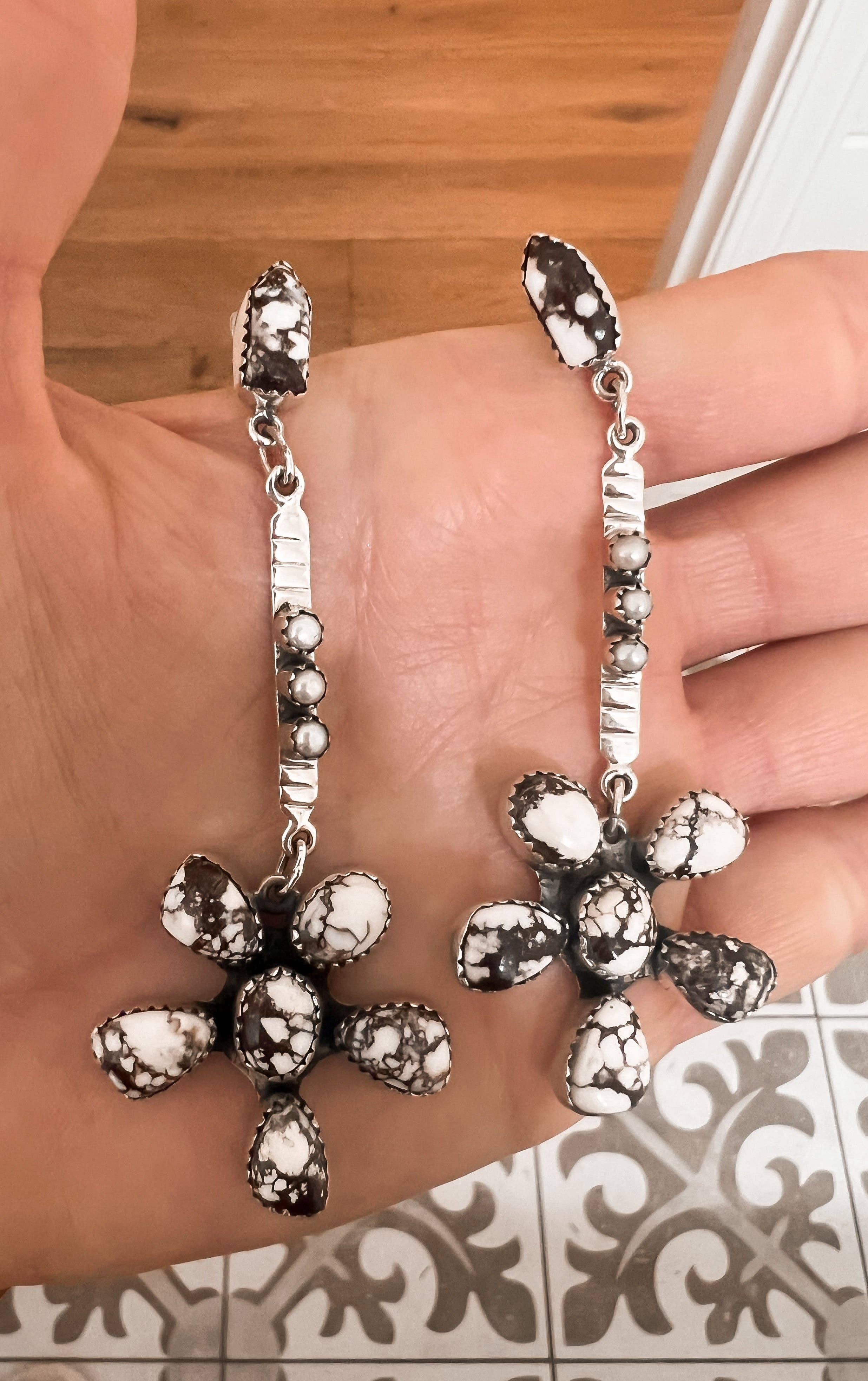 Soul Sister Flower Sterling Silver & Stone Earrings