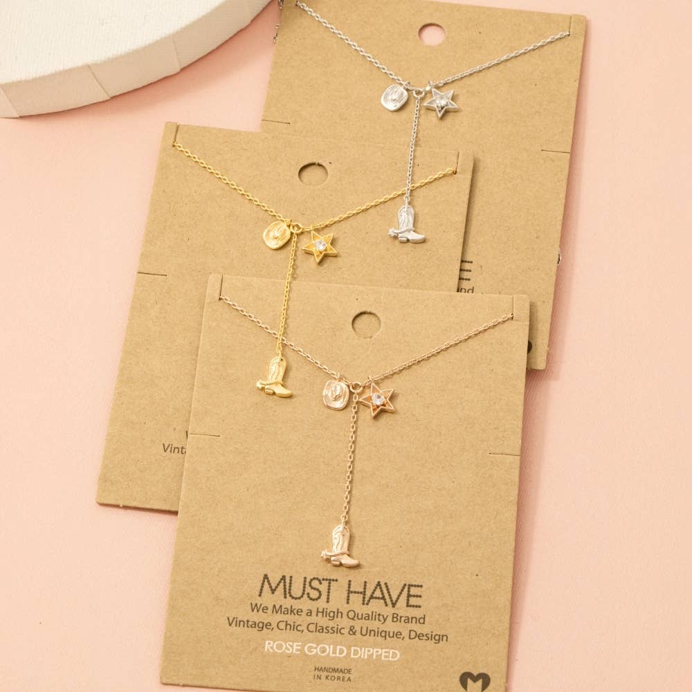 Cowboy Boots Y Necklace