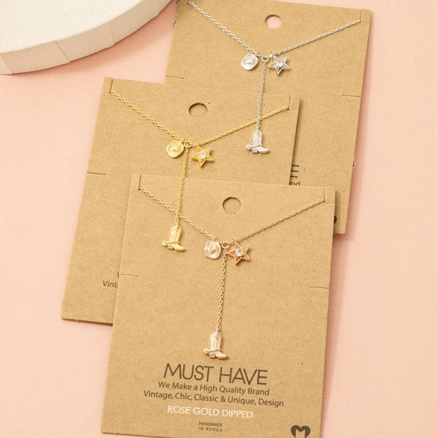 Cowboy Boots Y Necklace