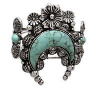 Naja Squash Blossom Turquoise Crescent Metal Bracelet