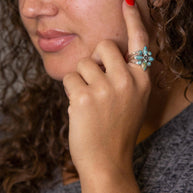 Blue Turquoise and Sterling Silver Statement Ring