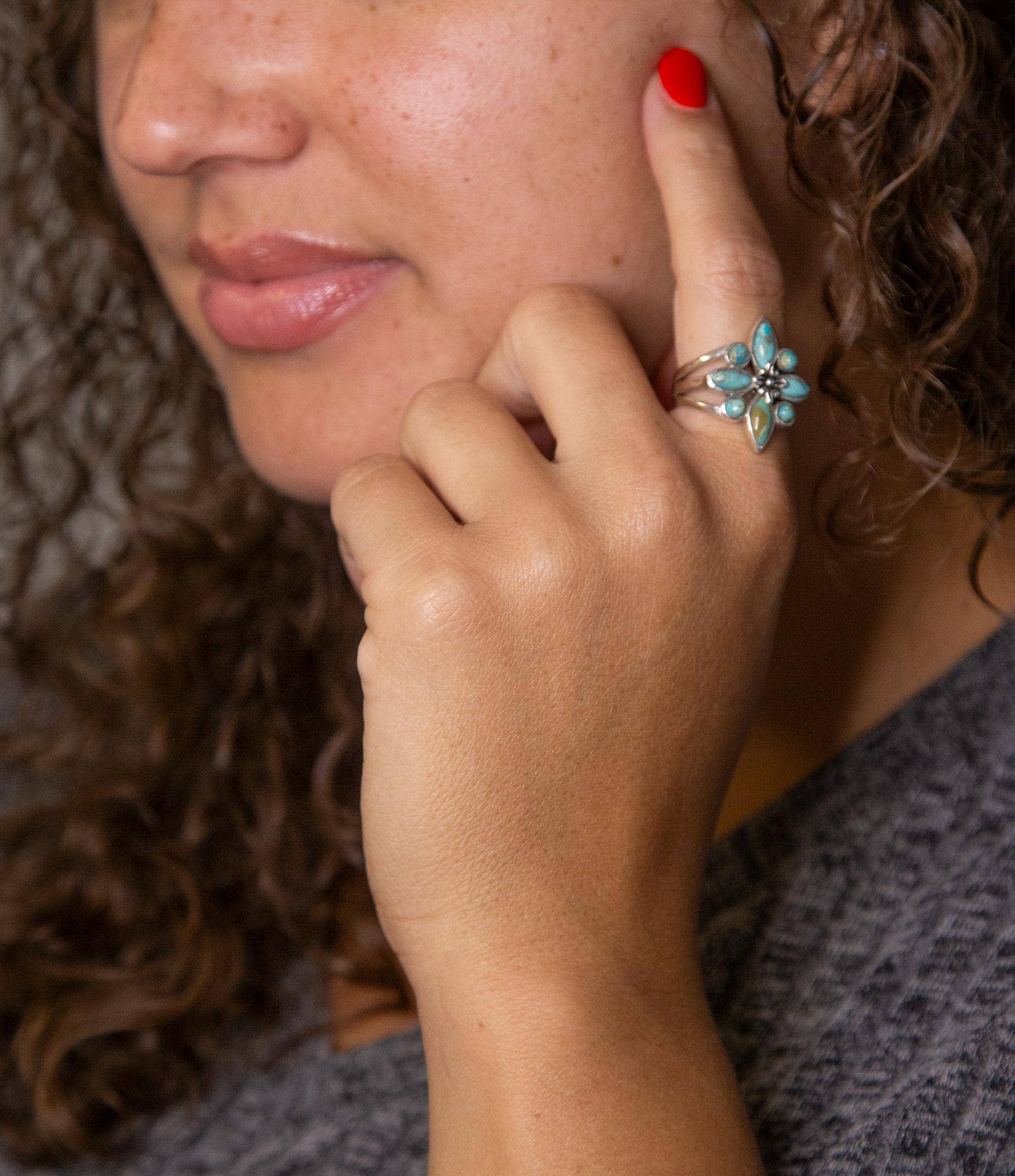 Blue Turquoise and Sterling Silver Statement Ring