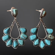 Southwestern Imitation Turquoise Teardrop Earrings