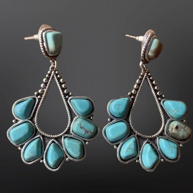 Southwestern Imitation Turquoise Teardrop Earrings