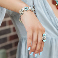 Legacy Blue Turquoise and Dalmatian Jasper Golden Bracelet