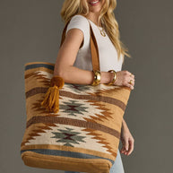 Tan, Camel & Teal Aztec Tote