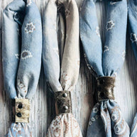Denim Hues Hand Dyed Bandanas With Leather Slides