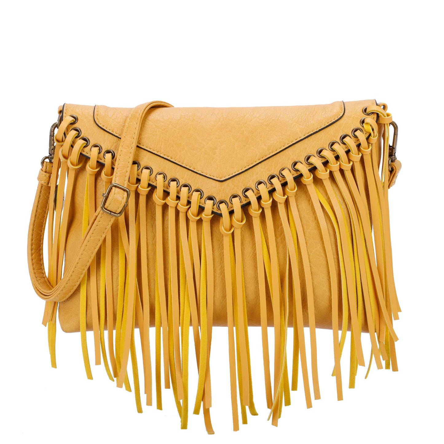 Dallas Classic Vegan Leather Western Fringe Crossbody Bag