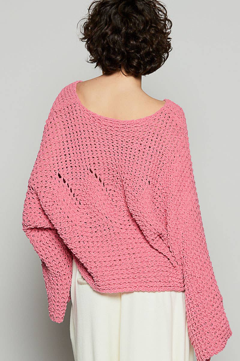 Semi-cropped chenille sweater