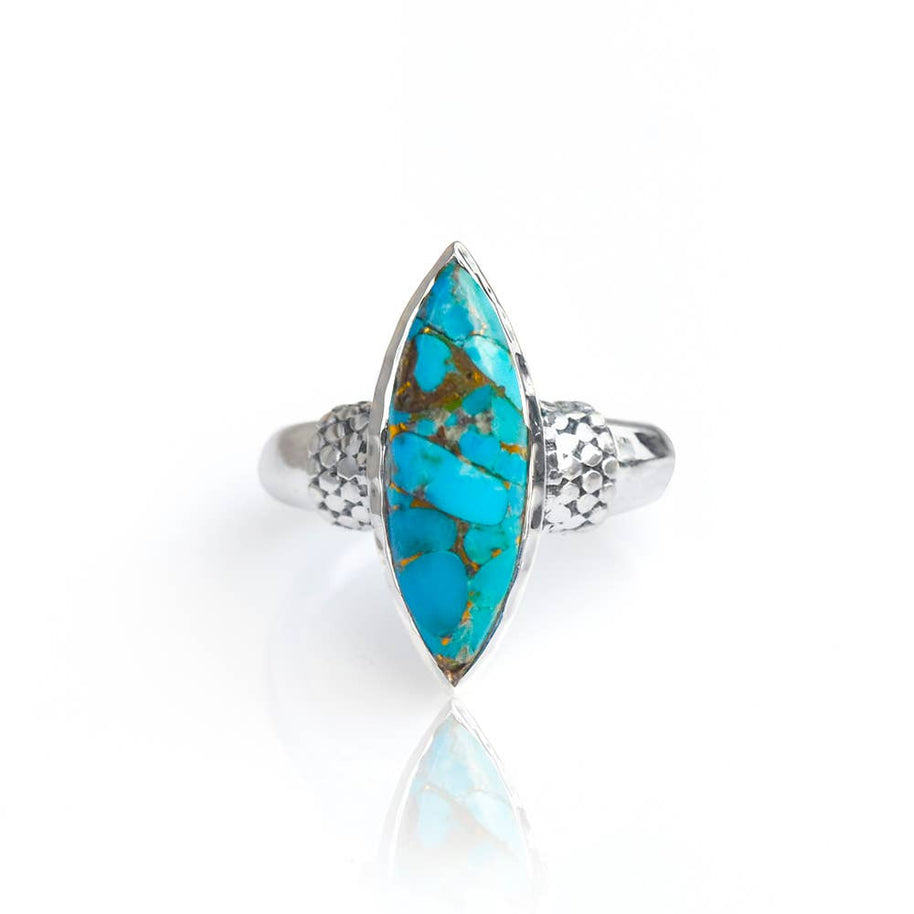 Blue Copper Turquoise Sterling Ring