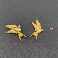 18K GP S. Steel Bird Stud Earrings