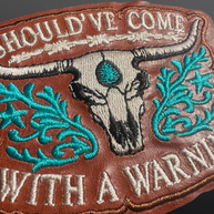 Trucker Hat Patch - Turquoise Longhorn Cow Skull Patch