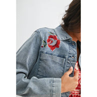 Rose Embroidered Denim Jacket