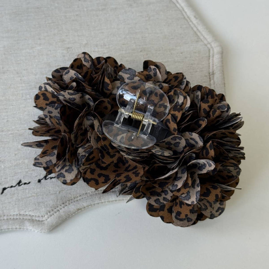 Leopard Bow Flower Claw Clip