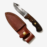 Damascus Skinning gut hook, Hunting Knife by Titan TD-1 7 6