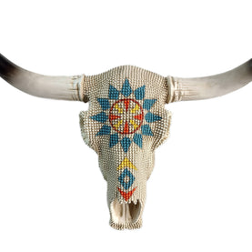 Hand-Painted Polyresin Bead Longhorn Skull