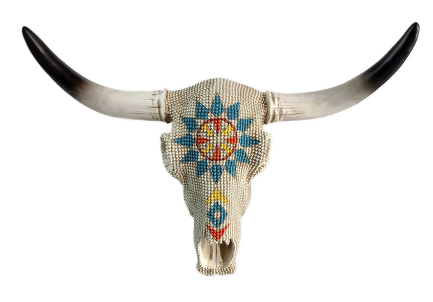 Hand-Painted Polyresin Bead Longhorn Skull