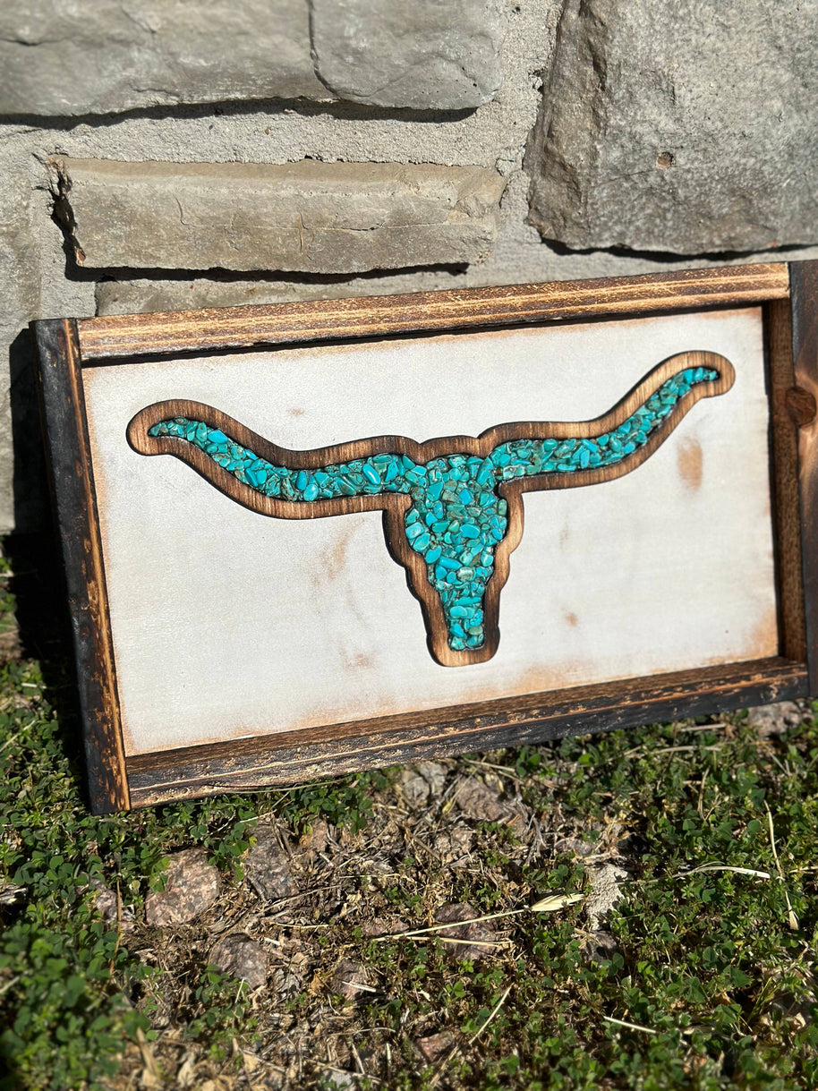 Handmade Longhorn Decor with Turquoise