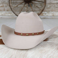 Medium Brown Studded Goat Leather Hat Band